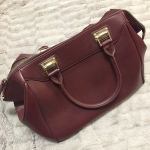 Maroon  Large Structured Doctor Style Bag Purse